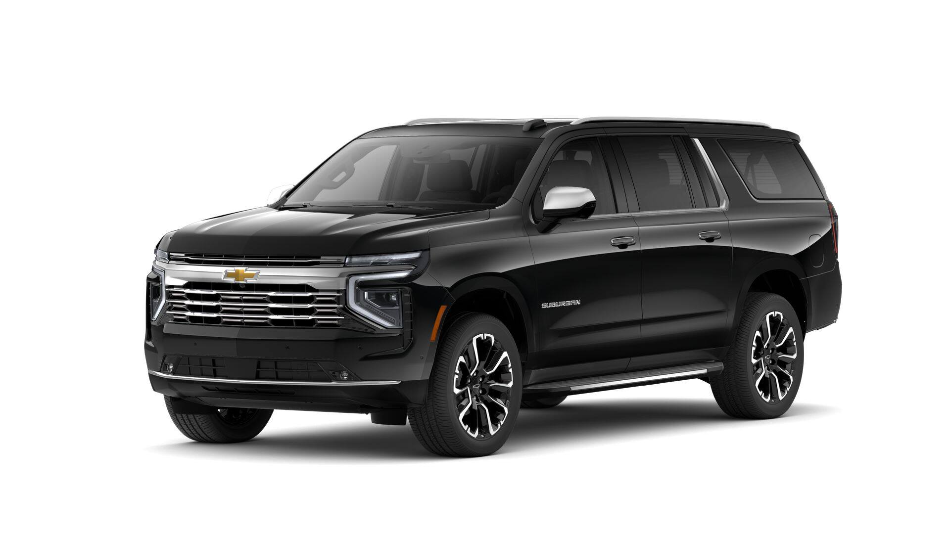 2026 Chevrolet Suburban Premier in Black — front three-quarter view