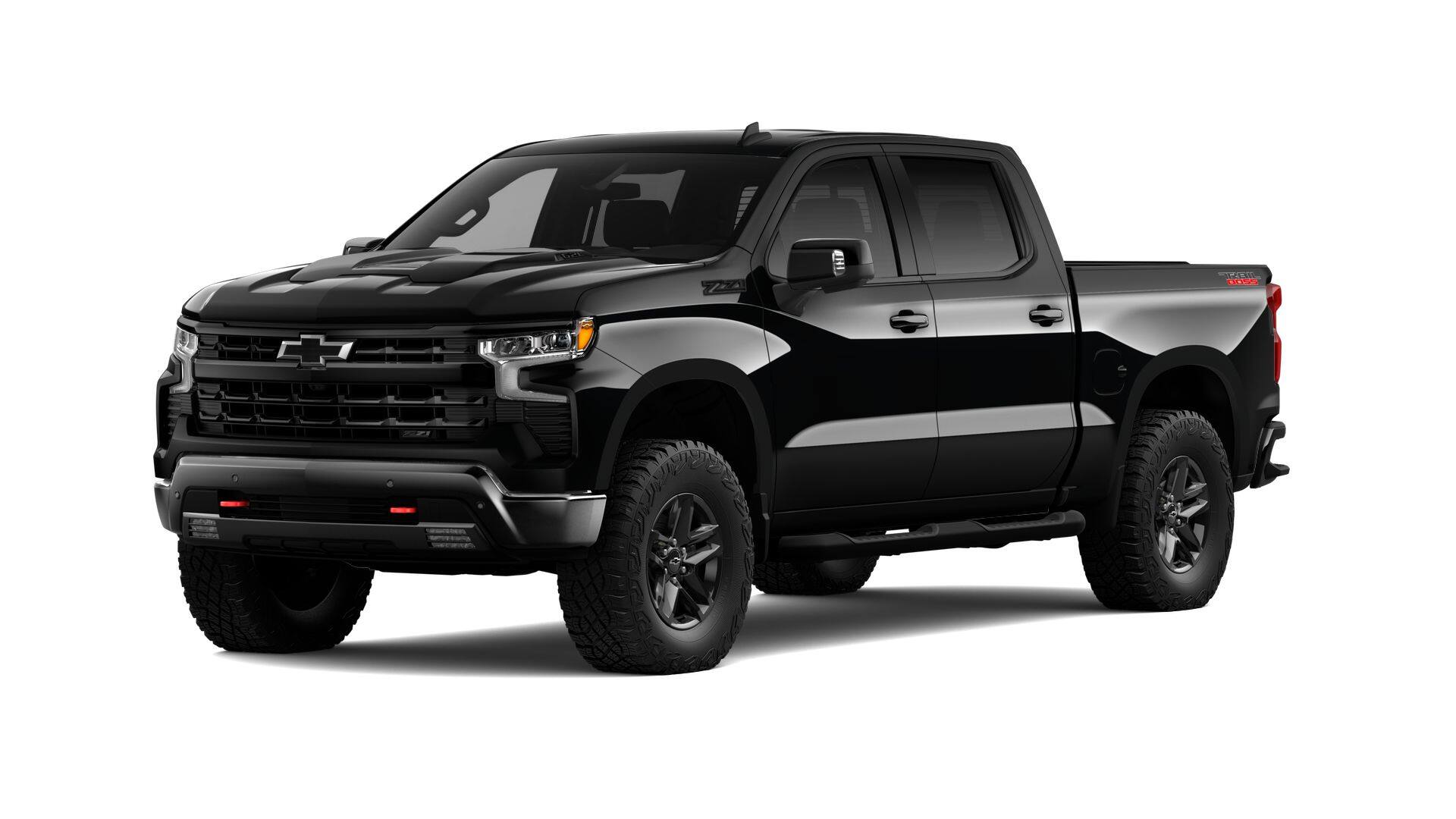 2026 Chevrolet Silverado 1500 LT Trail Boss in Black — front three-quarter view